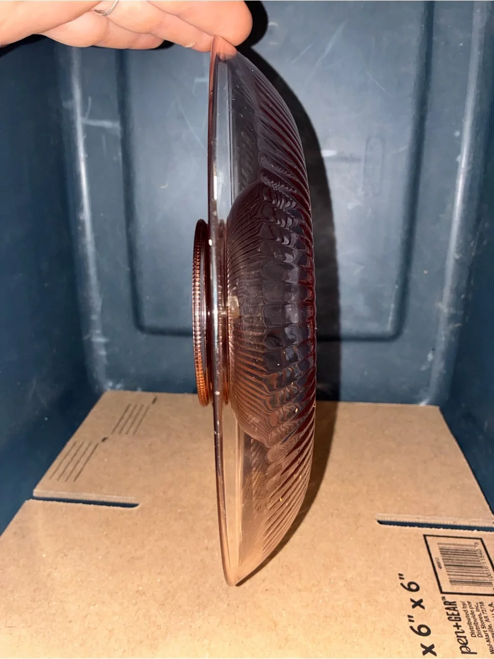11” Pink Depression Glass Console Bowl - Elegant Ribbed Design